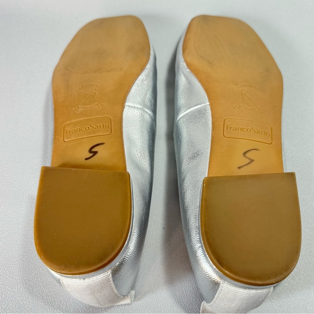 Franco Sarto Ariel Metallic Silver Square Toe Ballet Flats - Picture 8 of 15